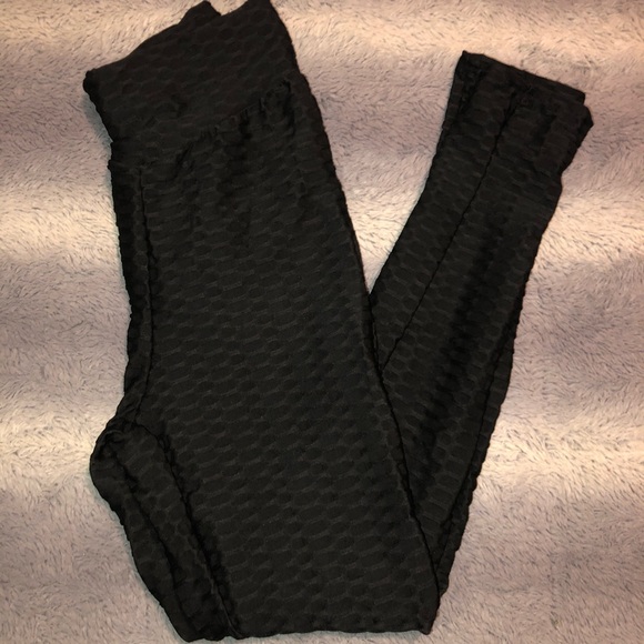 🌟Black Brazilian Style Bubble Textured Yoga Pants - Picture 7 of 12